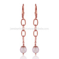 Boucles d&#39;oreilles en argent plaqué or Rose Quartz Rose